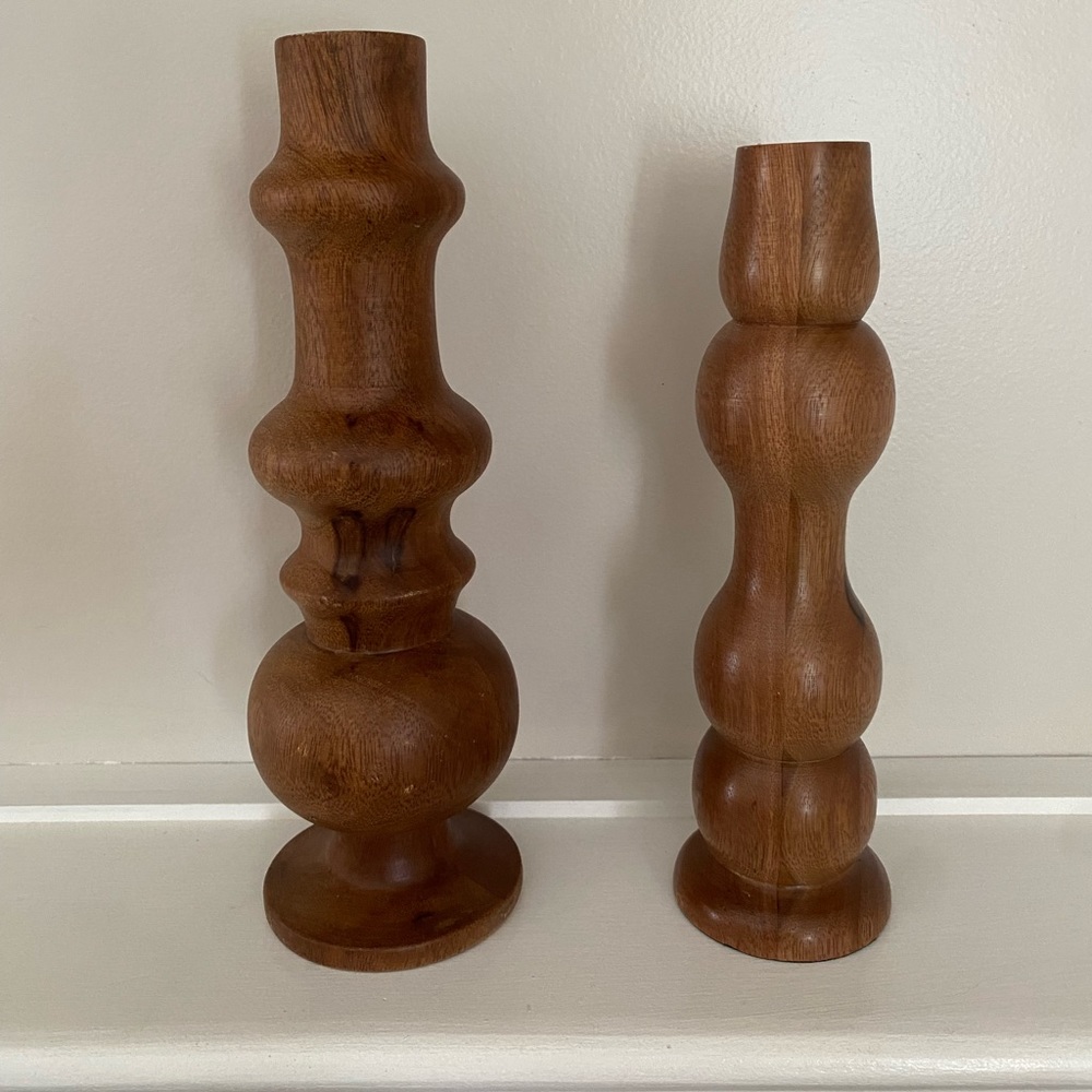 2 Turned Wood Bud Vases Hearth & Hand Magnolia By Joanna Gaines